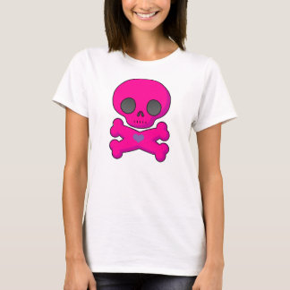 可愛いピンクスカル&クロスボーンズ Tシャツ