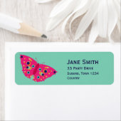 可愛いピンクスタイリッシュ蝶 ラベル (インサイチュ)