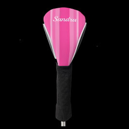 可愛いピンクストライプののレディーゴルファーのゴルフヘッドカバー ゴルフヘッドカバー