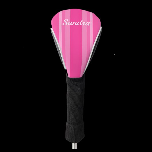 可愛いピンクストライプののレディーゴルファーのゴルフヘッドカバー ゴルフヘッドカバー