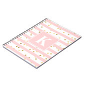 可愛いピンクストライプの金ゴールドドット任意のモノグラム ノートブック (左側)