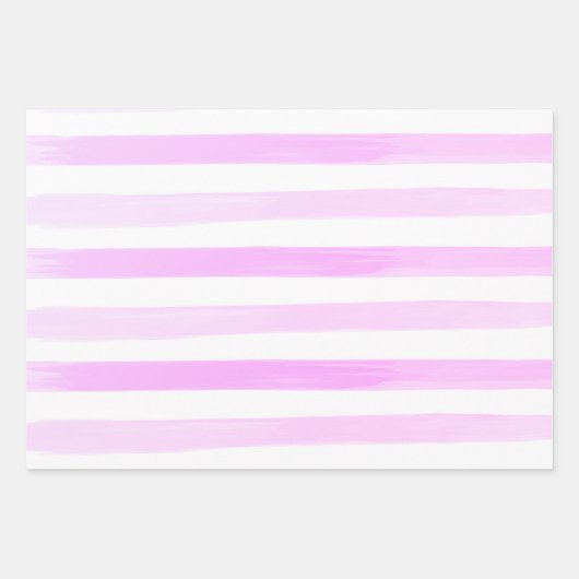 可愛いピンクストライプ色のコレクションガーリーデコペ ラッピングペーパーシート (正面2)