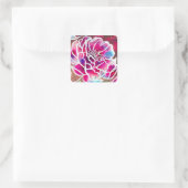 可愛いピンクダガーリーリアかわいらしフローラ水色 スクエアシール (バッグ)