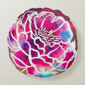 可愛いピンクダガーリーリアかわいらしフローラ水色 ラウンドクッション (正面)