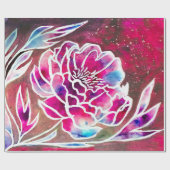 可愛いピンクダガーリーリアかわいらしフローラ水色 ラッピングペーパー (フラット)