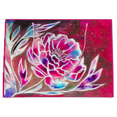 可愛いピンクダガーリーリアかわいらしフローラ水色 ラージペーパーバッグ (正面)