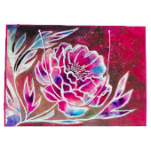 可愛いピンクダガーリーリアかわいらしフローラ水色 ラージペーパーバッグ (裏面)