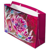 可愛いピンクダガーリーリアかわいらしフローラ水色 ラージペーパーバッグ (裏面アングル)