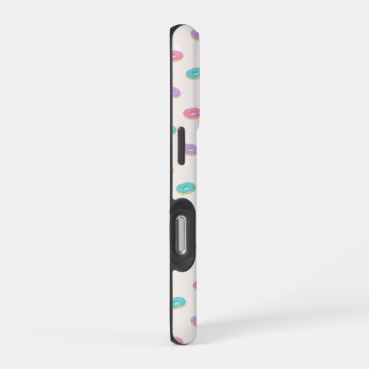 可愛いピンクティール(緑がかった色)パープルドーナツパーソナライズされた型 iPhoneケース (右側面)