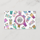 可愛いピンクティール（緑がかった色）フローラグリッタータンブラーのクレフターロゴ 名刺 (正面)