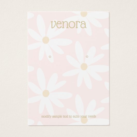 可愛いピンクデイジーフローライヤリングディスプレイカード (正面)