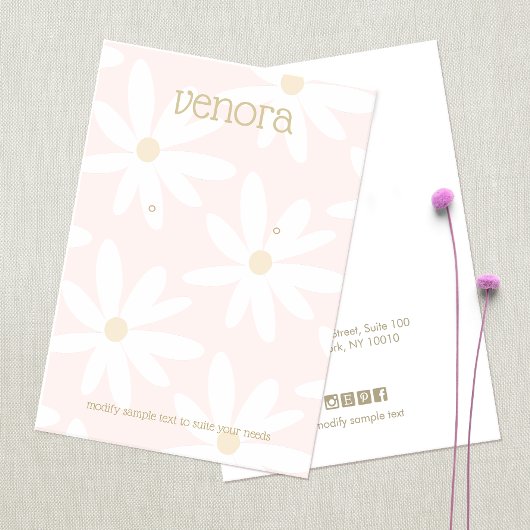 可愛いピンクデイジーフローライヤリングディスプレイカード