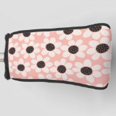 可愛いピンクデイジー花柄 ゴルフヘッドカバー (正面)