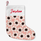 可愛いピンクデイジー花柄 スモールクリスマスストッキング (正面)
