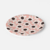 可愛いピンクデイジー花柄 ペーパープレート (アングル)