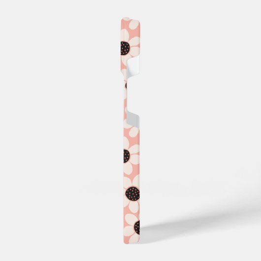 可愛いピンクデイジー花柄 iPhoneケース (左側面)