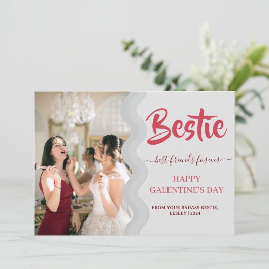 可愛いピンクドリップハッピーガレンティンズデイベスティー写真 シーズンカード (スタンド正面)