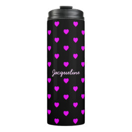 可愛いピンクハートオンブラック タンブラー