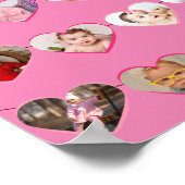 可愛いピンクハート初年度12写真コラージュ ポスター (角)