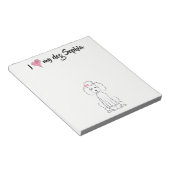 可愛いピンクハート大好きカスタム犬お洒落 ノートパッド (アングル)