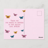 可愛いピンクバタフライありがとう誕生日写真 ポストカード (裏面)