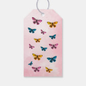 可愛いピンクバタフライガール誕生日写真 ギフトタグ (裏面)