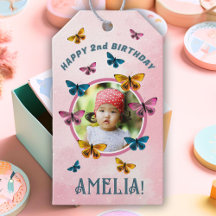 可愛いピンクバタフライガール誕生日写真