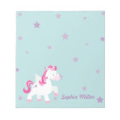 可愛いピンクパーソナライズされたの魔法のユニコーンのノートパッド ノートパッド (正面)