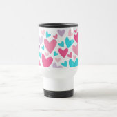 可愛いピンクパープル&ブルーハートパターンタンブラー トラベルマグ (中央)