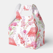可愛いピンクフラミンゴパターンビーチパーティーボックス フェイバーボックス (裏面サイド)