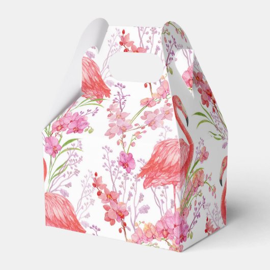 可愛いピンクフラミンゴパターンビーチパーティーボックス フェイバーボックス (正面サイド)