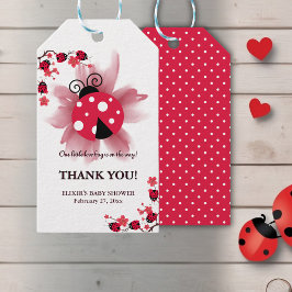可愛いピンクフローラ私たちの小さなラブバグ赤ちゃんシャワー ギフトタグ