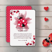 可愛いピンクフローラ私たちの小さなラブバグ赤ちゃんシャワー サンキューカード