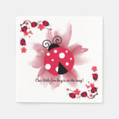 可愛いピンクフローラ私たちの小さなラブバグ赤ちゃんシャワー スタンダードカクテルナプキン (正面)