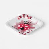 可愛いピンクフローラ私たちの小さなラブバグ赤ちゃんシャワー ペーパープレート (傾斜あり)