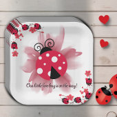 可愛いピンクフローラ私たちの小さなラブバグ赤ちゃんシャワー ペーパープレート