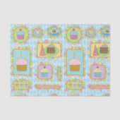 可愛いピンクブルーカップケーキデザートバースデーパーティー 薄葉紙 (正面)