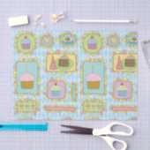 可愛いピンクブルーカップケーキデザートバースデーパーティー 薄葉紙 (クラフト)