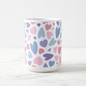 可愛いピンクブルーパープルバレンタインデーハート コーヒーマグカップ (中央)