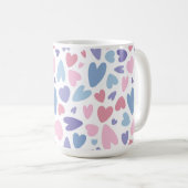 可愛いピンクブルーパープルバレンタインデーハート コーヒーマグカップ (正面右)