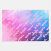 可愛いピンクブルーパープル小さな女の子宇宙空間 ラッピングペーパーシート (正面3)