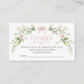 可愛いピンクベビーイン開花赤ちゃんシャワーおむつラッフル エンクロージャーカード (正面)