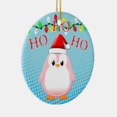 可愛いピンクペンギンサンタハットクリスマスライト セラミックオーナメント (右)