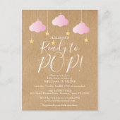可愛いピンクポップ・アートのの赤素朴ちゃんシャワー インビテーションポストカード (正面)
