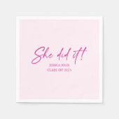 可愛いピンクミニマル色の卒業式パーティー スタンダードカクテルナプキン (正面)