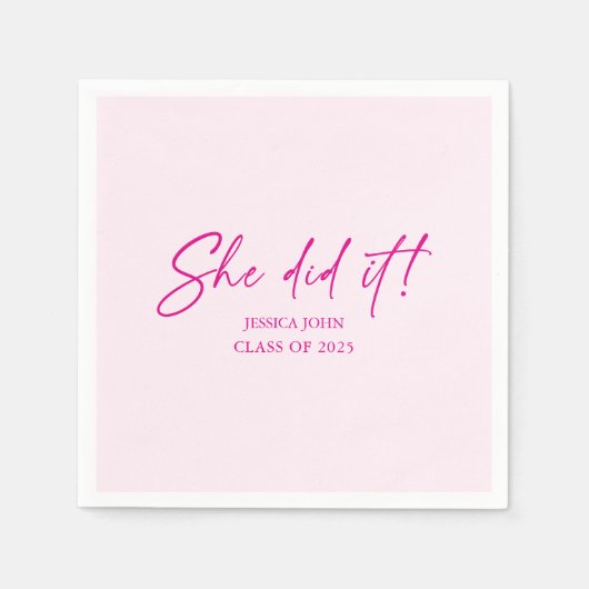 可愛いピンクミニマル色の卒業式パーティー スタンダードカクテルナプキン (正面)