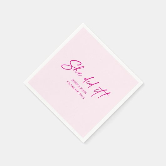 可愛いピンクミニマル色の卒業式パーティー スタンダードカクテルナプキン (角)