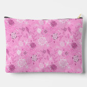 可愛いピンクモダンの花柄 アクセサリーポーチ (裏面)