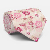 可愛いピンクモダンの花柄 ネクタイ (ロール)