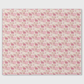 可愛いピンクモダンの花柄 ラッピングペーパー (フラット)